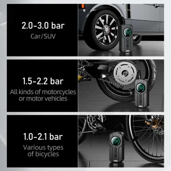Compresseur d’air portable filaire sans fil, voiture, Vèlo