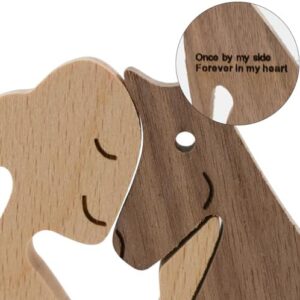 Joile cadeau de couple Figurines de chien, Sculptures en bois faites à la main